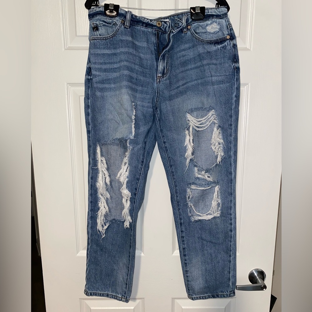 Kancan Women’s Mid Rise Boyfriend Denim Jeans